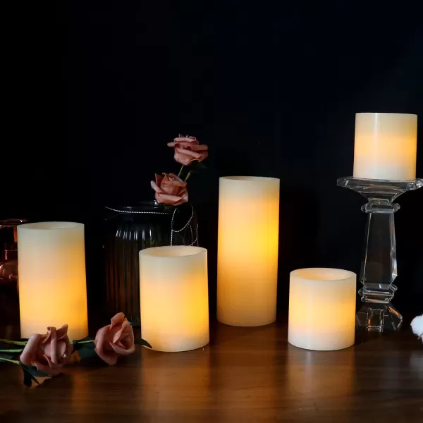 Eldnacele Flameless Flickering Candles with Embedded String Light 3D Wick Battery Candles with Remote and Timer Ivory Real Wax Pillar LED Candles Set of 3 D3x H4 5 6 for DecorationOptical Fiber Wick
