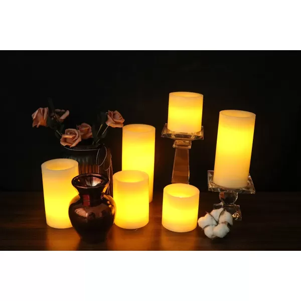 Eldnacele Flameless Flickering Candles with Embedded String Light 3D Wick Battery Candles with Remote and Timer Ivory Real Wax Pillar LED Candles Set of 3 D3x H4 5 6 for DecorationOptical Fiber Wick