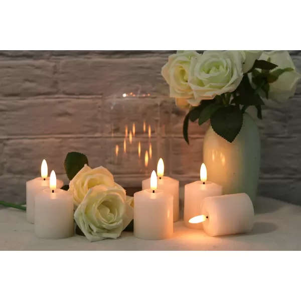 Eldnacele Flameless Flickering Candles with Embedded String Light 3D Wick Battery Candles with Remote and Timer Ivory Real Wax Pillar LED Candles Set of 3 D3x H4 5 6 for Decoration6PCS