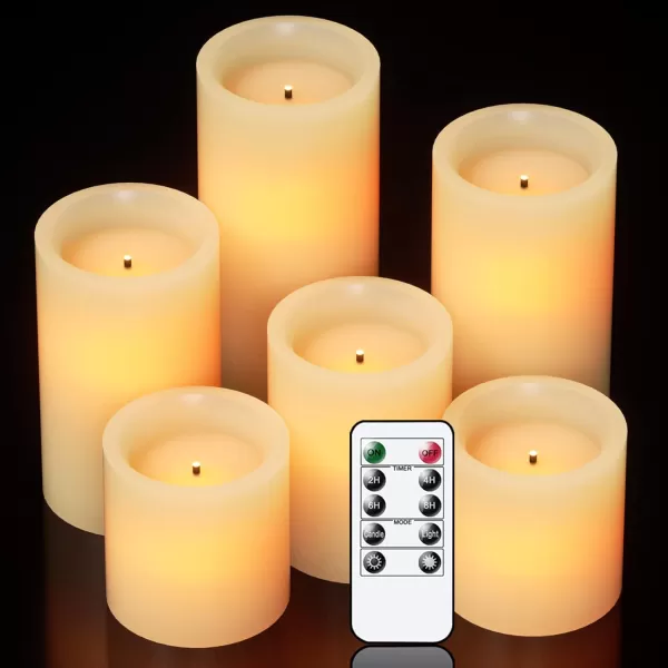Eldnacele Flameless Flickering Candles with Embedded String Light 3D Wick Battery Candles with Remote and Timer Ivory Real Wax Pillar LED Candles Set of 3 D3x H4 5 6 for DecorationOptical Fiber Wick