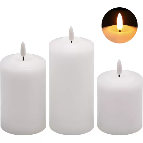 Eldnacele Flameless Flickering Candles with Embedded String Light 3D Wick Battery Candles with Remote and Timer Ivory Real Wax Pillar LED Candles Set of 3 D3x H4 5 6 for Decorationremote control