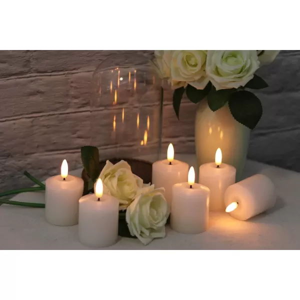 Eldnacele Flameless Flickering Candles with Embedded String Light 3D Wick Battery Candles with Remote and Timer Ivory Real Wax Pillar LED Candles Set of 3 D3x H4 5 6 for Decoration6PCS