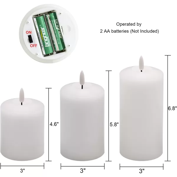Eldnacele Flameless Flickering Candles with Embedded String Light 3D Wick Battery Candles with Remote and Timer Ivory Real Wax Pillar LED Candles Set of 3 D3x H4 5 6 for Decorationremote control