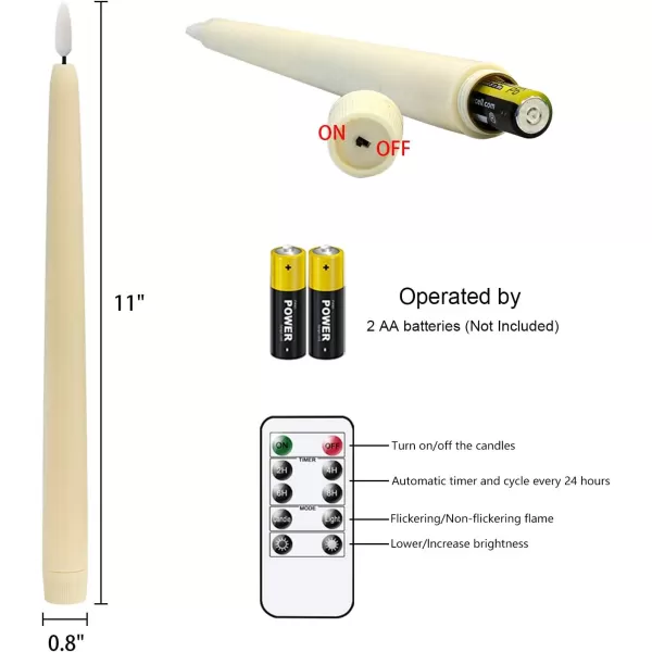 Eldnacele Flameless Taper Candles Flickering with Remote Control Realistic 3D Wick Battery Operated Window Taper Candlestick Pack of 4 Ivory for Christmas Festival Wedding Home Decoration  Cream4 Pack