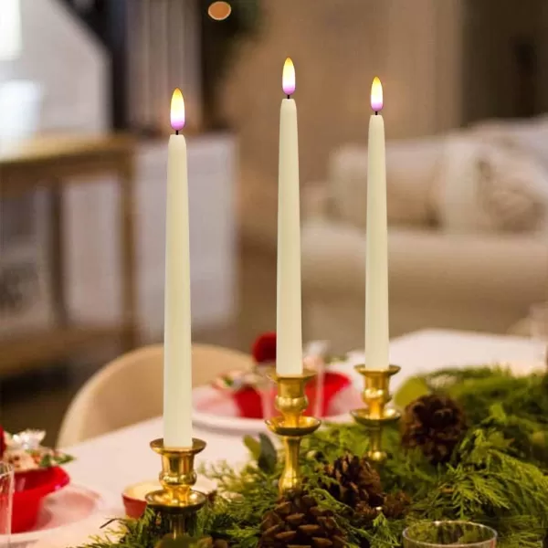 Eldnacele Flameless Taper Candles Flickering with Remote Control Realistic 3D Wick Battery Operated Window Taper Candlestick Pack of 4 Ivory for Christmas Festival Wedding Home Decoration  Cream4 Pack