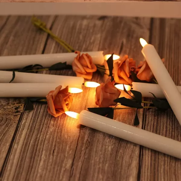 Eldnacele Flameless Taper Candles Flickering with Remote Timer Realistic 3D Wick Battery Operated Window Taper Candlestick Set of 8 White for Christmas Festival Wedding Home Decoration  WhiteWhite