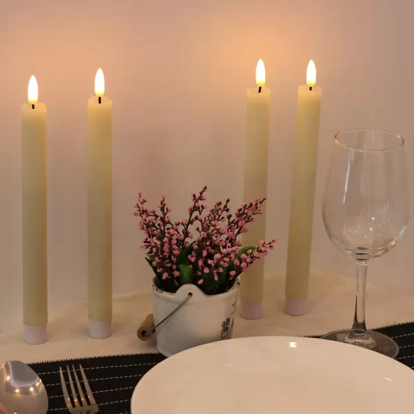 Eldnacele Flameless Taper Candles Flickering with Remote Timer Realistic 3D Wick Battery Operated Window Taper Candlestick Set of 8 White for Christmas Festival Wedding Home Decoration  WhiteCream