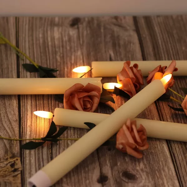 Eldnacele Flameless Taper Candles Flickering with Remote Timer Realistic 3D Wick Battery Operated Window Taper Candlestick Set of 8 White for Christmas Festival Wedding Home Decoration  WhiteCream