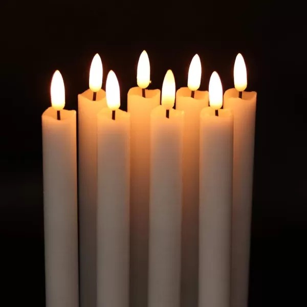 Eldnacele Flameless Taper Candles Flickering with Remote Timer Realistic 3D Wick Battery Operated Window Taper Candlestick Set of 8 White for Christmas Festival Wedding Home Decoration  WhiteWhite