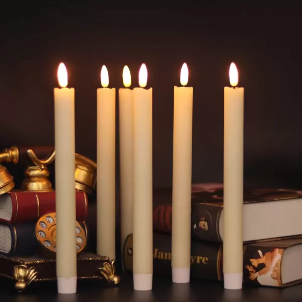 Eldnacele Flameless Taper Candles Flickering with Remote Timer Realistic 3D Wick Battery Operated Window Taper Candlestick Set of 8 White for Christmas Festival Wedding Home Decoration  WhiteCream