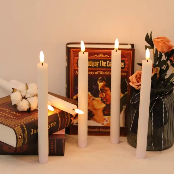 Eldnacele Flameless Taper Candles Flickering with Remote Timer Realistic 3D Wick Battery Operated Window Taper Candlestick Set of 8 White for Christmas Festival Wedding Home Decoration  WhiteWhite