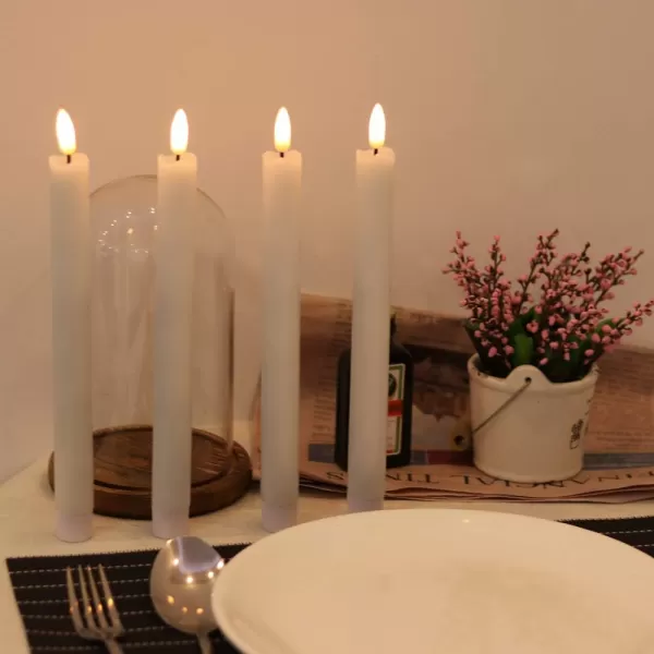 Eldnacele Flameless Taper Candles Flickering with Remote Timer Realistic 3D Wick Battery Operated Window Taper Candlestick Set of 8 White for Christmas Festival Wedding Home Decoration  WhiteWhite