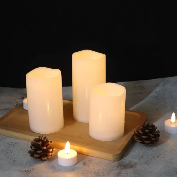 Eldnacele Flameless Votive Candles with Timer Bulk IndoorOutdoor Waterproof Tealight Candles Realistic Flickering Battery Operated LED Votive Candle Lights Pack of 123 PACK