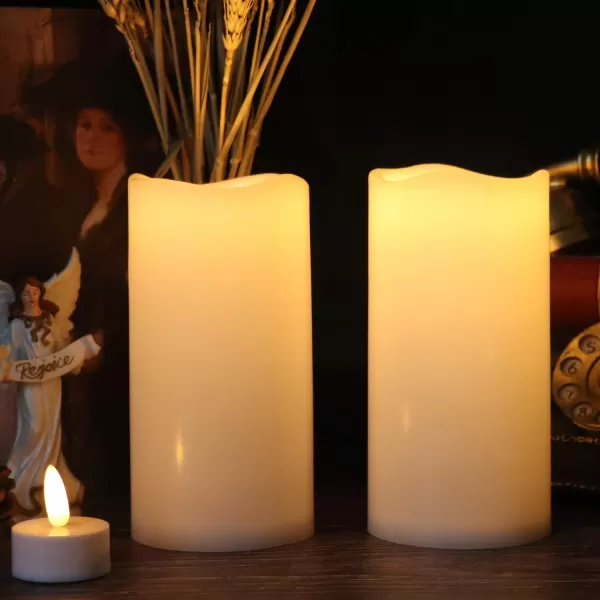Eldnacele Flameless Votive Candles with Timer Bulk IndoorOutdoor Waterproof Tealight Candles Realistic Flickering Battery Operated LED Votive Candle Lights Pack of 122 PACK2