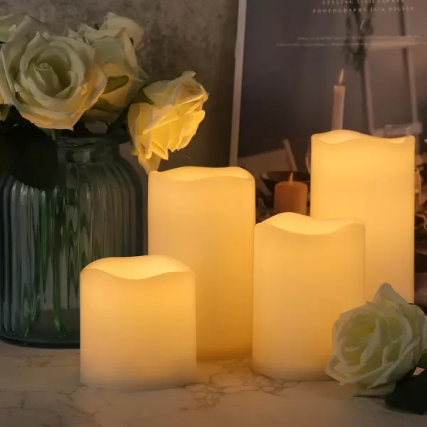 Eldnacele Flameless Votive Candles with Timer Bulk IndoorOutdoor Waterproof Tealight Candles Realistic Flickering Battery Operated LED Votive Candle Lights Pack of 124 PACK REMOTE