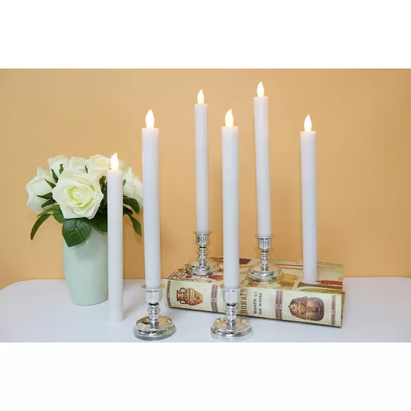 Eldnacele Flameless Window Candles with Remote Timer Flickering Battery Operated Ivory LED Taper Candles Pack of 6 Real Wax with Gold Holders for Church Dinning Wedding Party Decoration IvoryWhite