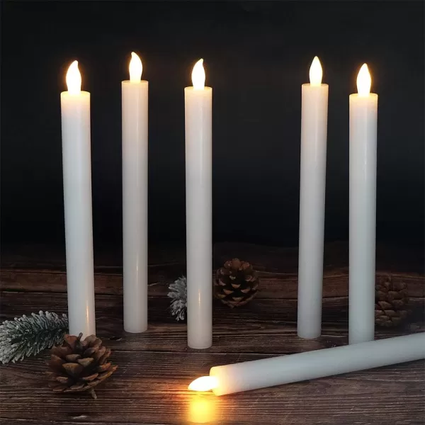 Eldnacele Flameless Window Taper Candles with Remote Timer Ivory LED Flickering Tapered Candles Battery Operated Set of 6 for Christmas Party Home Wedding DecorationWhite