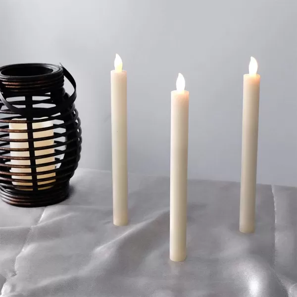 Eldnacele Flameless Window Taper Candles with Remote Timer Ivory LED Flickering Tapered Candles Battery Operated Set of 6 for Christmas Party Home Wedding DecorationIvory