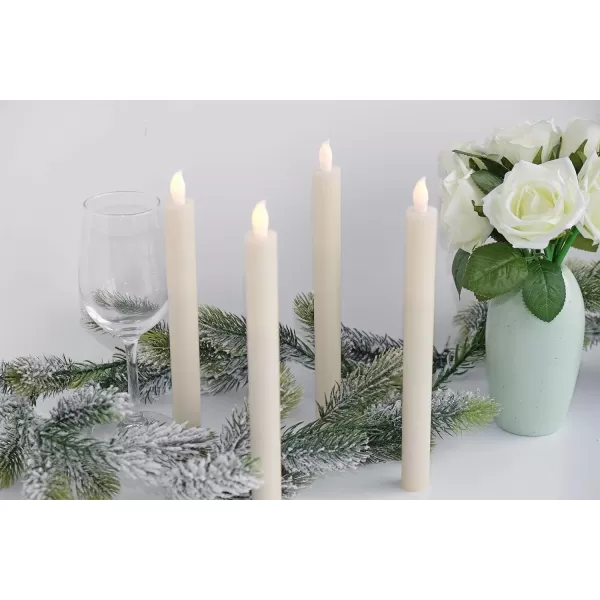 Eldnacele Flameless Window Taper Candles with Remote Timer Ivory LED Flickering Tapered Candles Battery Operated Set of 6 for Christmas Party Home Wedding DecorationIvory