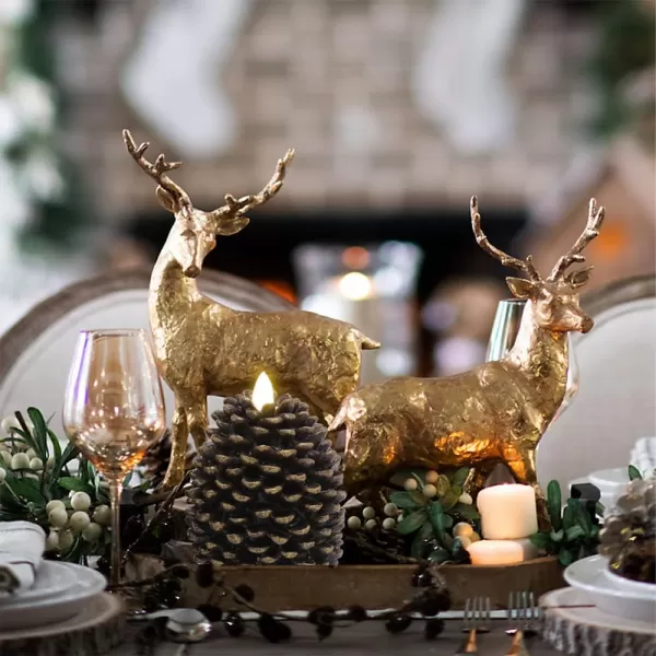 Eldnacele LED Pine Cone Candles with Remote Timer Battery Operated Flameless Candles Unscented Wax Pinecone Candles White 2 Pack for Christmas Home Party DecorationBrown
