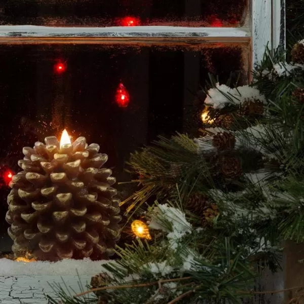 Eldnacele LED Pine Cone Candles with Remote Timer Battery Operated Flameless Candles Unscented Wax Pinecone Candles White 2 Pack for Christmas Home Party DecorationBrown