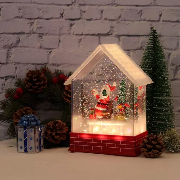 Eldnacele Musical Snow Globe House with Timer Lighted USBBattery Operated Swirling Singing Water Glittering Lantern Christmas Snow Globes House Holiday Festival Decoration SnowmanSanta Claus