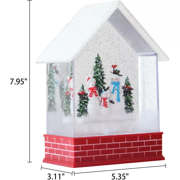 Eldnacele Musical Snow Globe House with Timer Lighted USBBattery Operated Swirling Singing Water Glittering Lantern Christmas Snow Globes House Holiday Festival Decoration SnowmanSnowman Family