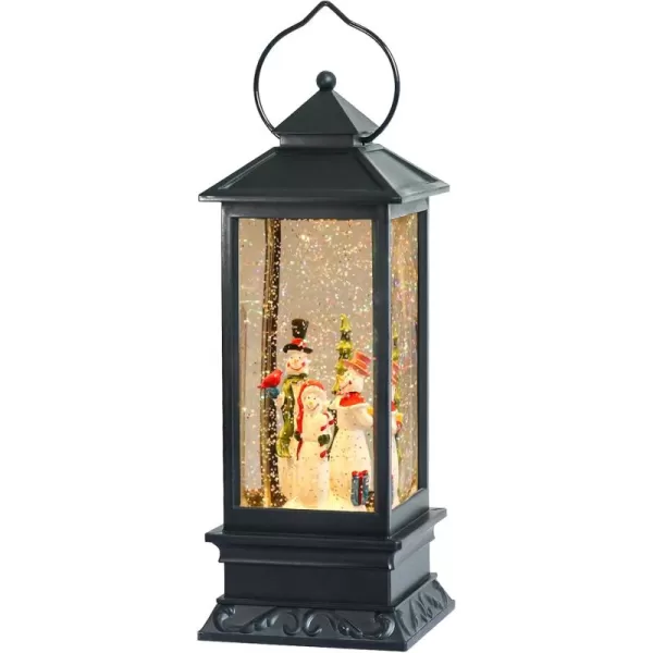 Eldnacele Battery Operated Plugin Musical Lighted Christmas Water Snowing Glittering Snow Globe Lantern with Timer Christians Nativity Lantern Decor Holy FamilySnowman Family