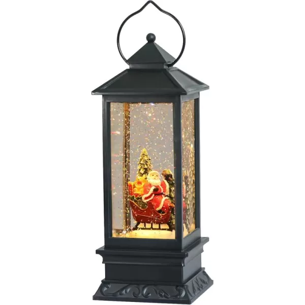 Eldnacele Battery Operated Plugin Musical Lighted Christmas Water Snowing Glittering Snow Globe Lantern with Timer Christians Nativity Lantern Decor Holy FamilySanta Claus