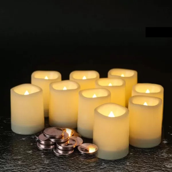 Eldnacele Flameless Votive Candles with Timer Bulk IndoorOutdoor Waterproof Tealight Candles Realistic Flickering Battery Operated LED Votive Candle Lights Pack of 1212 PACK
