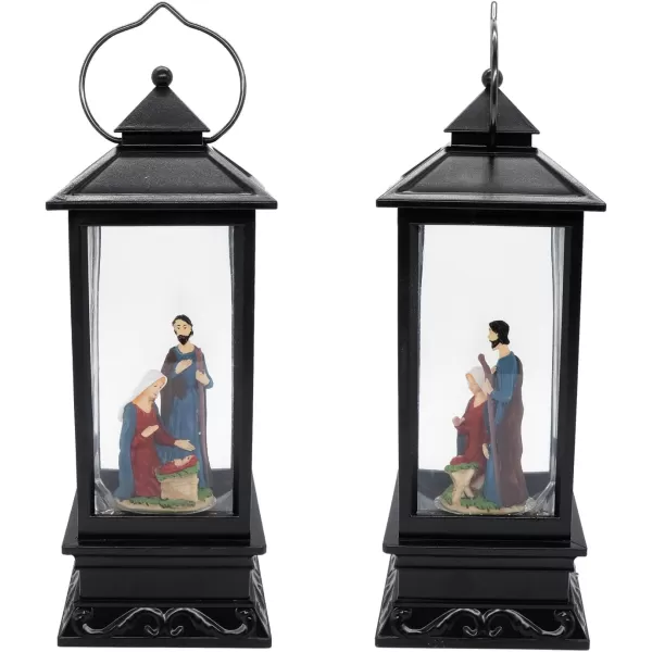 Eldnacele Nativity Musical Snow Globe Lantern Lighted Lamp USB Lined in Swirling Glitter Water Lantern Lamp Christmas Nativity Decoration Hurrican Light Timer 12quot Nativity