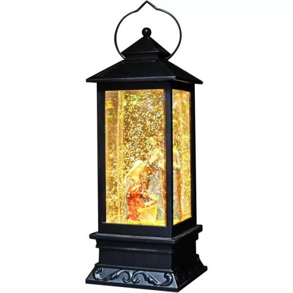 Eldnacele Nativity Musical Snow Globe Lantern Lighted Lamp USB Lined in Swirling Glitter Water Lantern Lamp Christmas Nativity Decoration Hurrican Light Timer 12quot Nativity