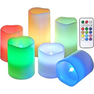 imageEldnacele Color Changing Candles Flameless Flickering LED Real Wax Battery Operated Pillar Candles Romantic Party Wedding Decoration Set of 6 H3 4quot 5quot 6quot X D3