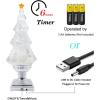 imageEldnacele Musical Lightup Glitter Christmas Tree Christmas Tree Shaped Singing Snow Globe with Silver Base Battery and USB Cord Powered Decorative Lamp Silver with MusicSilver