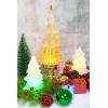 imageEldnacele Musical Lightup Glitter Christmas Tree Christmas Tree Shaped Singing Snow Globe with Silver Base Battery and USB Cord Powered Decorative Lamp Silver with MusicGold