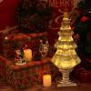 imageEldnacele Musical Lightup Glitter Christmas Tree Christmas Tree Shaped Singing Snow Globe with Silver Base Battery and USB Cord Powered Decorative Lamp Silver with MusicSilver