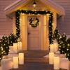 imageEldnacele Solar Flameless Flickering Candles Outdoor Waterproof Solar Powered Dusk to Dawn Plastic LED Pillar Candles Garden Camping Lanterns Wedding Holiday Decor 2Pcs4quot D8quot H2 Pack Solar 4 x 8
