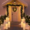 imageEldnacele Solar Flameless Flickering Candles Outdoor Waterproof Solar Powered Dusk to Dawn Plastic LED Pillar Candles Garden Camping Lanterns Wedding Holiday Decor 2Pcs4quot D8quot H2 Pack Solar 4 x 10