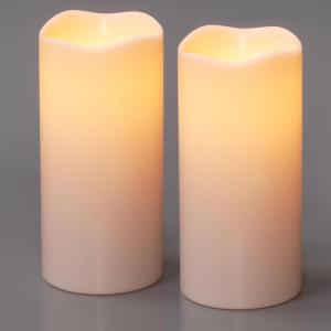 imageEldnacele Solar Flameless Flickering Candles Outdoor Waterproof Solar Powered Dusk to Dawn Plastic LED Pillar Candles Garden Camping Lanterns Wedding Holiday Decor 2Pcs4quot D8quot H2 Pack Solar 4 x 8
