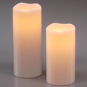 imageEldnacele Solar Flameless Flickering Candles Outdoor Waterproof Solar Powered Dusk to Dawn Plastic LED Pillar Candles Garden Camping Lanterns Wedding Holiday Decor 2Pcs4quot D8quot H2 Pack Solar 4 x 810