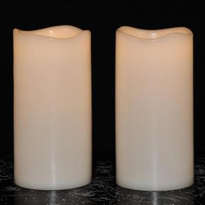 imageEldnacele Waterproof Flameless Flickering Candles with Remote and Timer Battery Operated LED Pillar Candles Indoor Outdoor White Plastic Candles Pack of 4 Wedding Dinner Home Decor D3 x H4 5quot 6quot 8quot2 PACK2