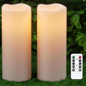 imageEldnacele Waterproof Flameless Flickering Candles with Remote and Timer Battery Operated LED Pillar Candles Indoor Outdoor White Plastic Candles Pack of 4 Wedding Dinner Home Decor D3 x H4 5quot 6quot 8quot2 Pack Remote