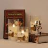 imageEldnacele Christmas Tree Glass Flameless Candles Remote and Timer Battery Operated Flickering LED Pillar Candles Warm White Light 3 Pack Dinner Xmas Festival Gift Holiday DecorGreen3456 InchSnowman
