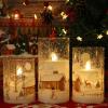 imageEldnacele Christmas Tree Glass Flameless Candles Remote and Timer Battery Operated Flickering LED Pillar Candles Warm White Light 3 Pack Dinner Xmas Festival Gift Holiday DecorGreen3456 InchSnowman
