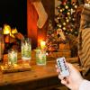 imageEldnacele Christmas Tree Glass Flameless Candles Remote and Timer Battery Operated Flickering LED Pillar Candles Warm White Light 3 Pack Dinner Xmas Festival Gift Holiday DecorGreen3456 InchGlass Christmas tree