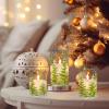 imageEldnacele Christmas Tree Glass Flameless Candles Remote and Timer Battery Operated Flickering LED Pillar Candles Warm White Light 3 Pack Dinner Xmas Festival Gift Holiday DecorGreen3456 InchGlass Christmas tree
