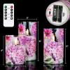 imageEldnacele Christmas Tree Glass Flameless Candles Remote and Timer Battery Operated Flickering LED Pillar Candles Warm White Light 3 Pack Dinner Xmas Festival Gift Holiday DecorGreen3456 InchRed