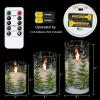 imageEldnacele Christmas Tree Glass Flameless Candles Remote and Timer Battery Operated Flickering LED Pillar Candles Warm White Light 3 Pack Dinner Xmas Festival Gift Holiday DecorGreen3456 InchGlass Christmas tree