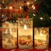 imageEldnacele Christmas Tree Glass Flameless Candles Remote and Timer Battery Operated Flickering LED Pillar Candles Warm White Light 3 Pack Dinner Xmas Festival Gift Holiday DecorGreen3456 InchSanta