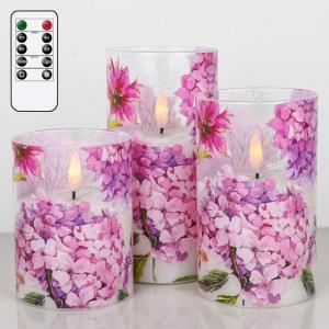 imageEldnacele Christmas Tree Glass Flameless Candles Remote and Timer Battery Operated Flickering LED Pillar Candles Warm White Light 3 Pack Dinner Xmas Festival Gift Holiday DecorGreen3456 InchRed